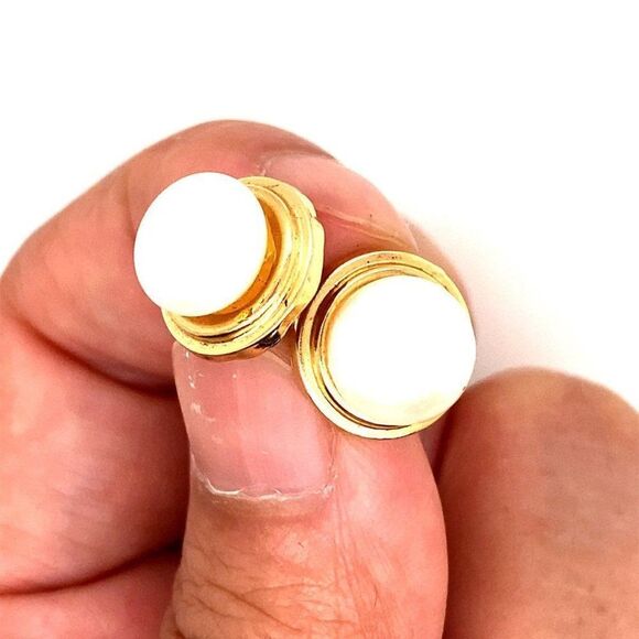 14k Pearl (8mm) Stud Earrings - Picture 2 of 7
